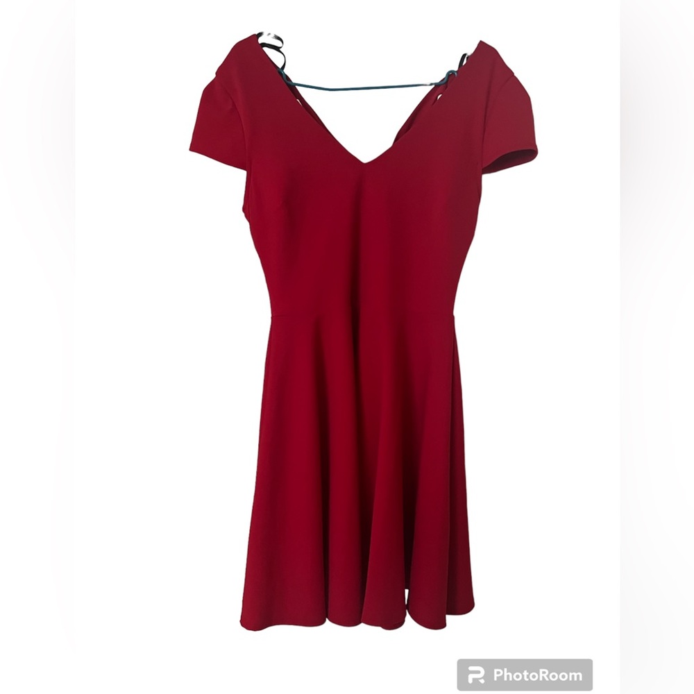 B.Darlin Red fit and late dress with Bow tie. Size 9/10 M/S